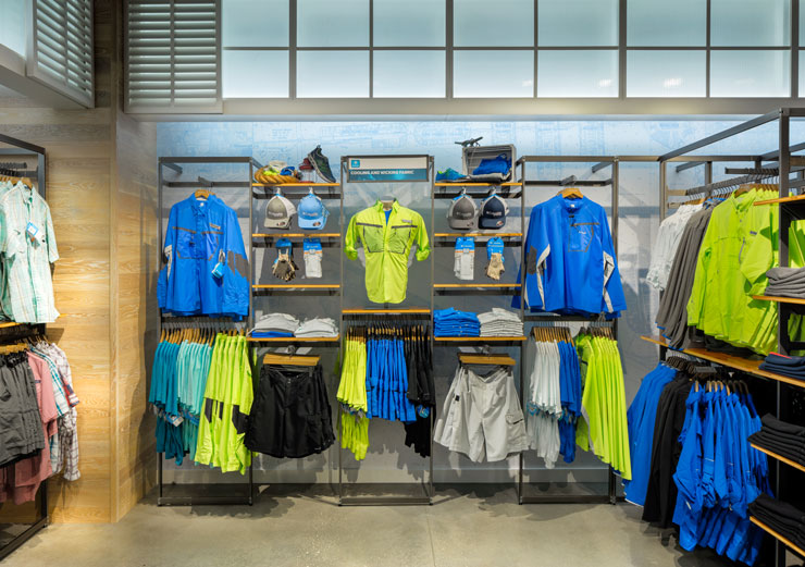 Clothes on display at Columbia Sportswear in Disney Springs, FL