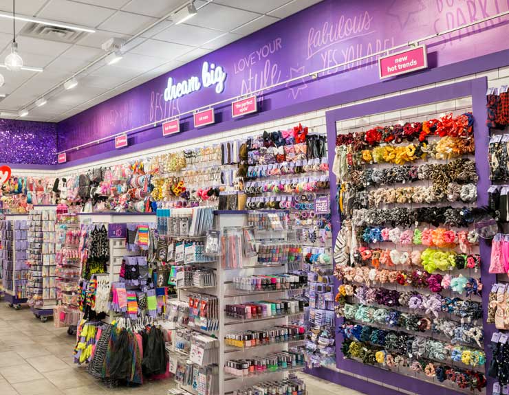 Accessories wall at Claire's