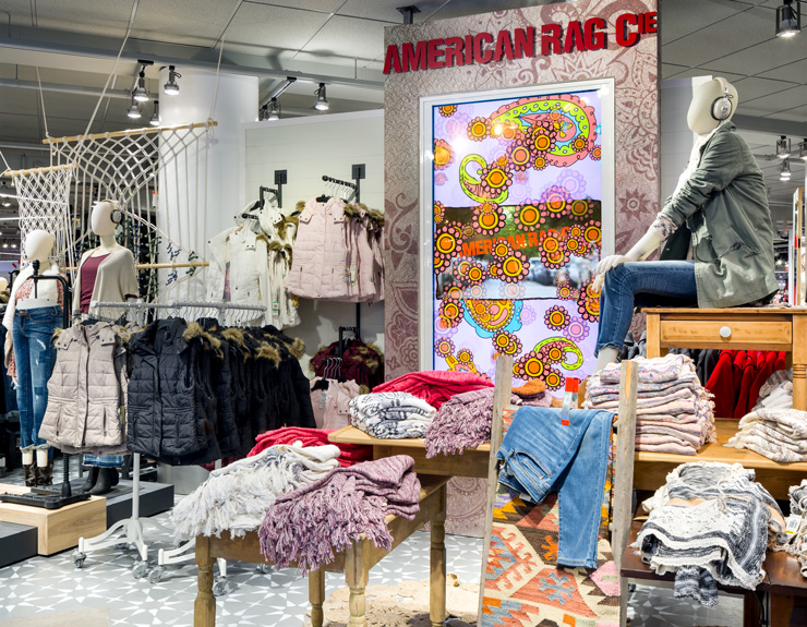 American rag display with bright colors