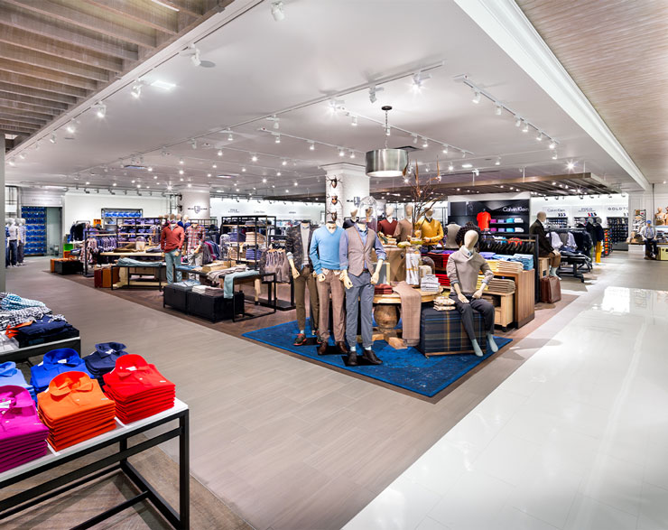The Calvin Klein portion of the Lord & Taylor store contains a variety of men's clothing