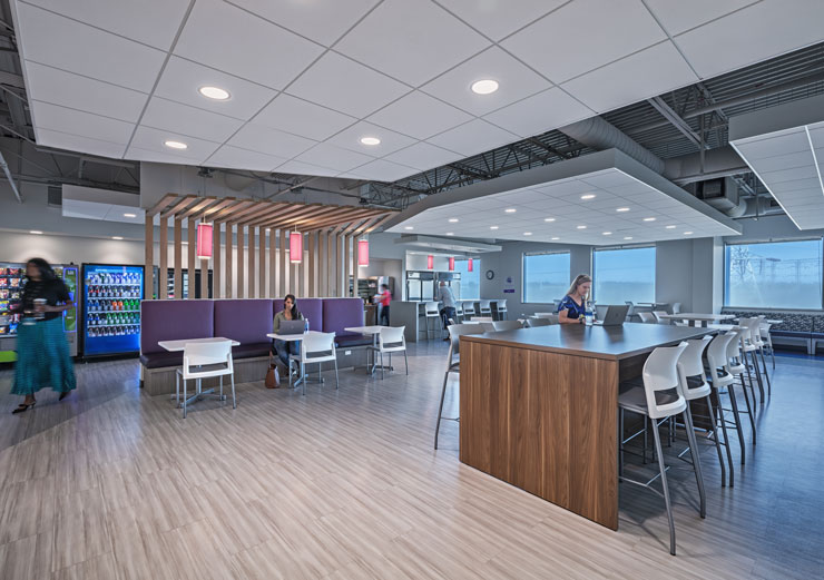 View of dining and work area within Aetna's newly renovated office