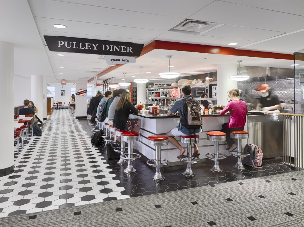 Miami University’s Pulley Diner in the Armstrong Student Center will likely need to adapt to social distancing standards if they hope to reopen.