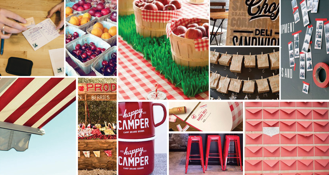 red farmers market inspired mood board