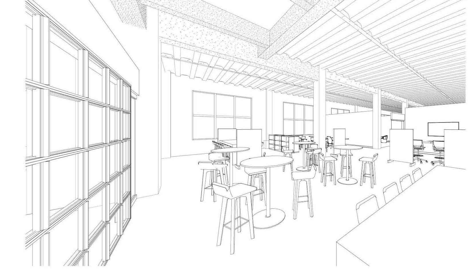 Sketch of Schaefer's lounge area