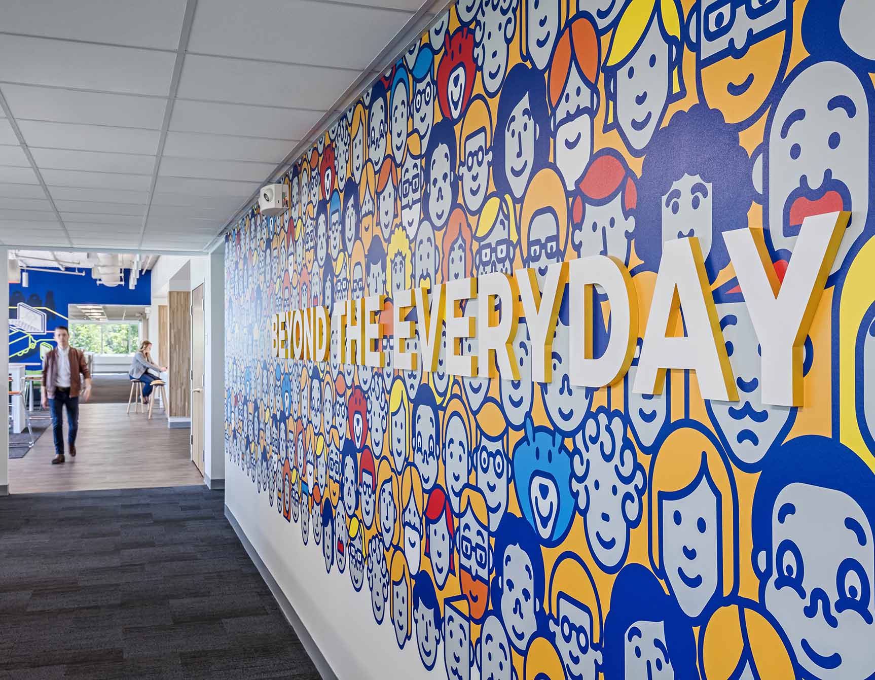 Mural that reads "Beyond the Everyday" at P&G Family Care office
