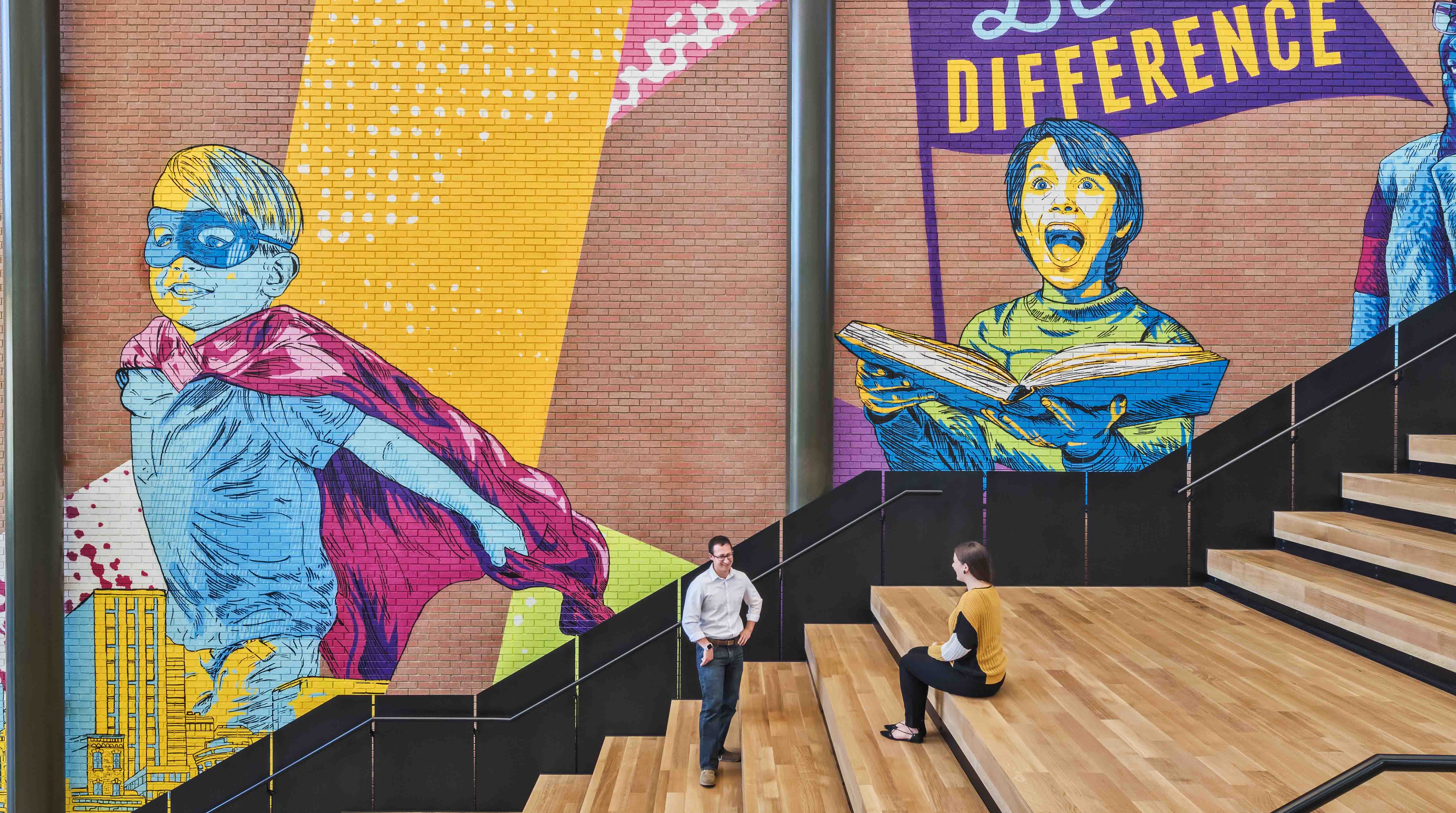 Brightly colored mural at Ensemble Health Partners