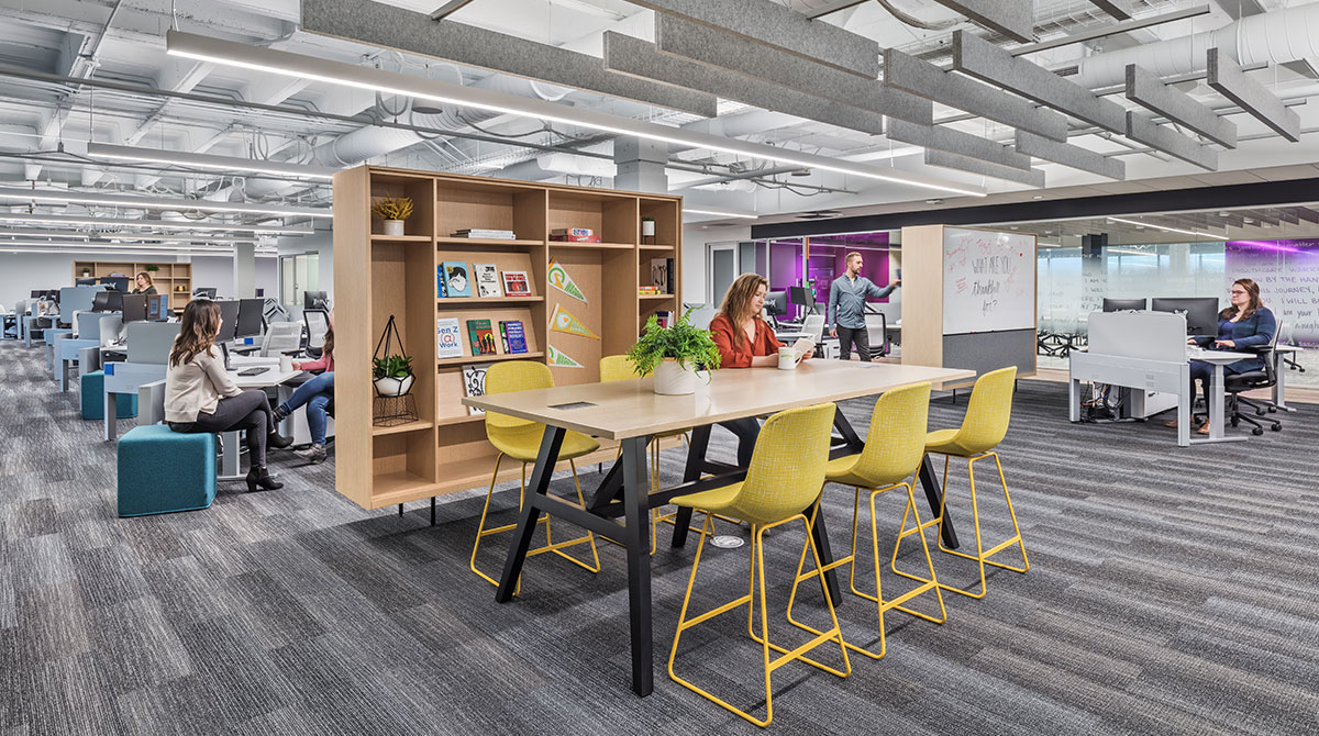 Quantum Health's open office and different collaboration areas