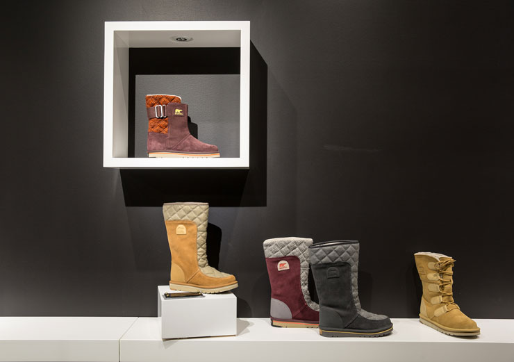 shoes on display at Sorel store in NYC