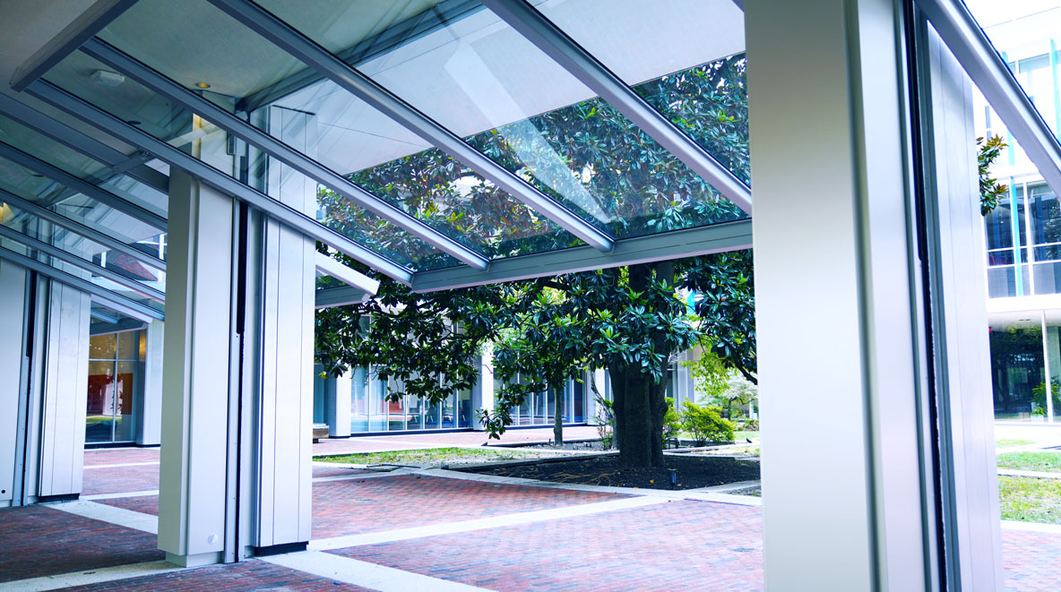 Door opening to courtyard at Altria HQ