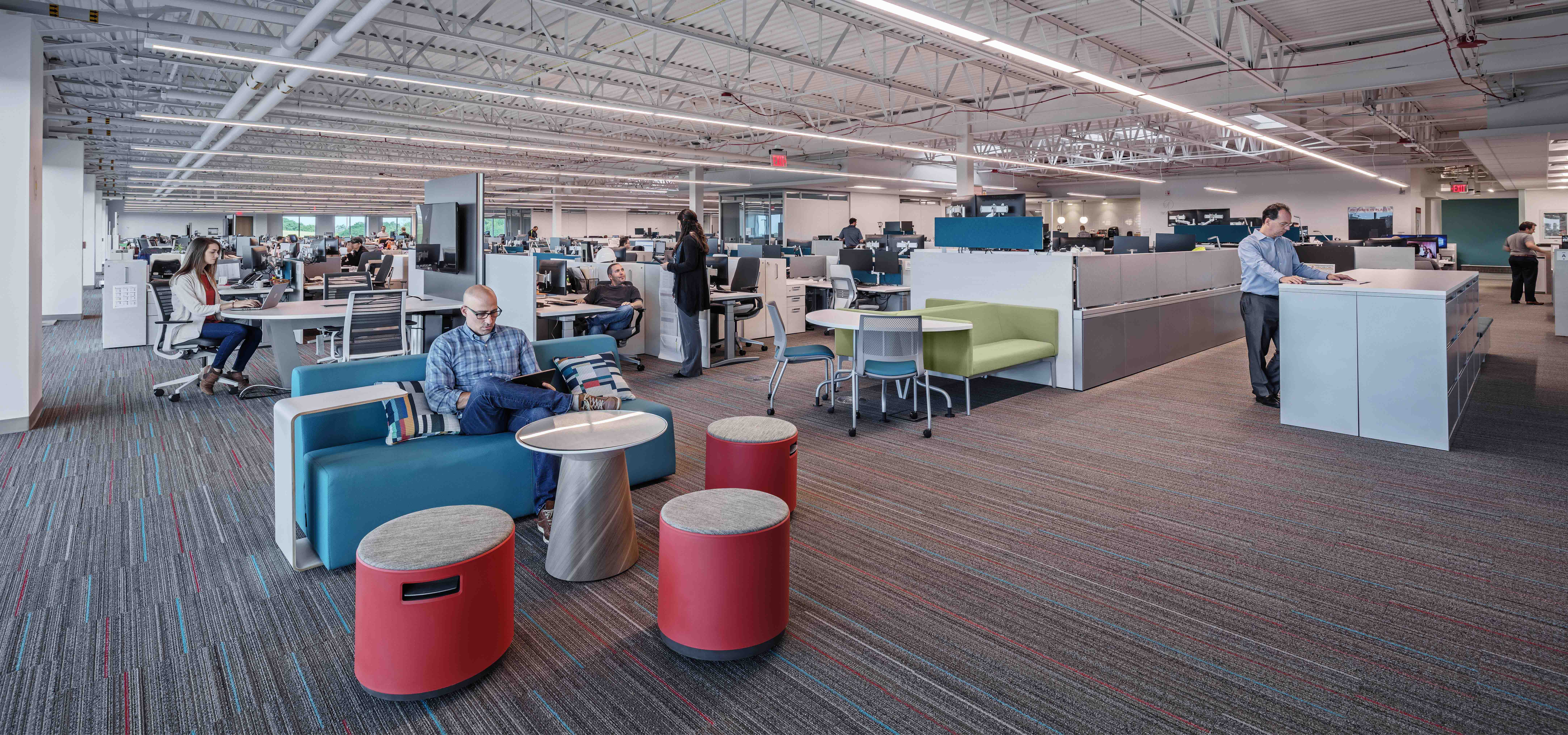 People working in a flexible office space at Toyota Georgetown Production Facility