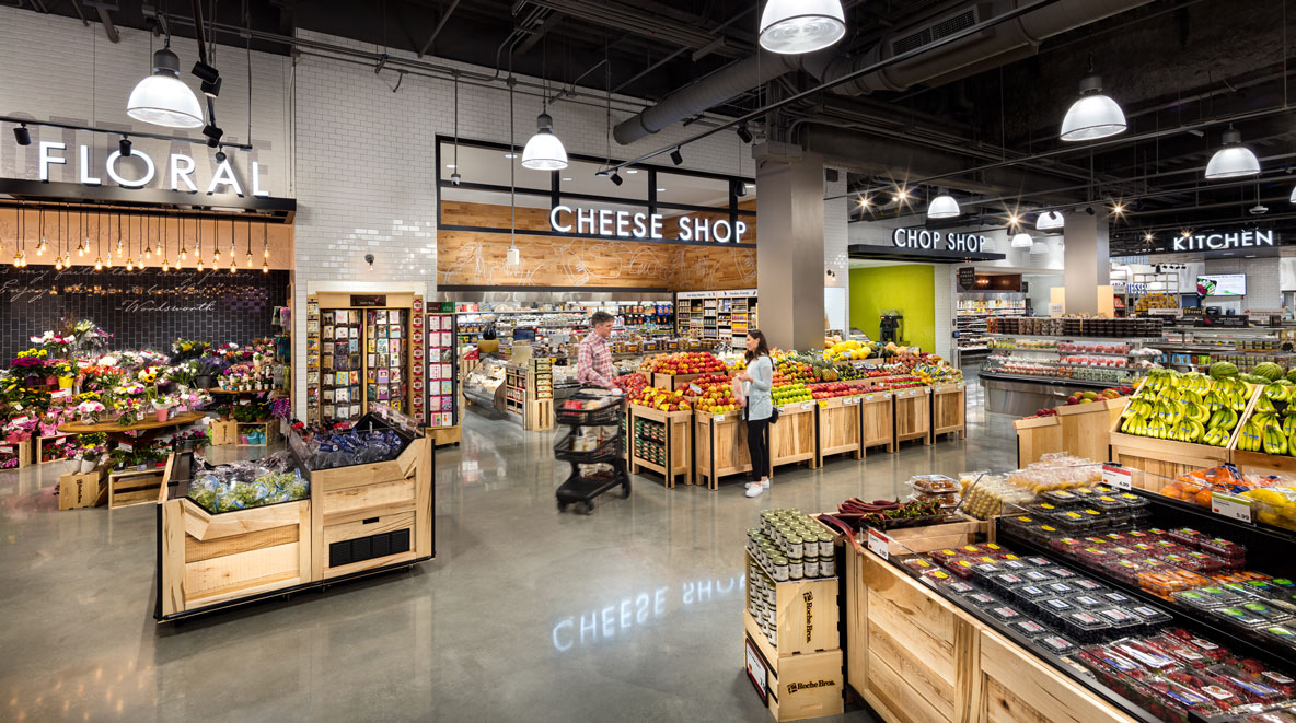 Roche Bros. Arsenal Yards location interior with shoppers