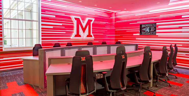 Image of Miami University's Esports gaming room