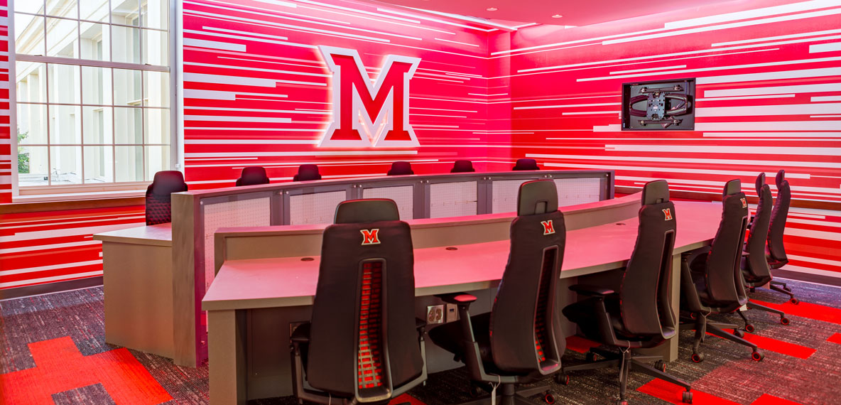 Image of Miami University's Esports gaming room