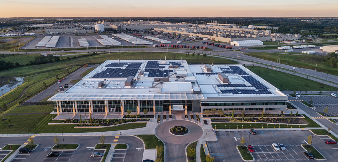 Aerial shot of Toyota production facility in Georgetown, Kentucky