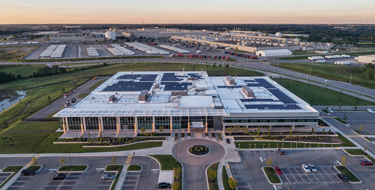 Aerial shot of Toyota production facility in Georgetown, Kentucky