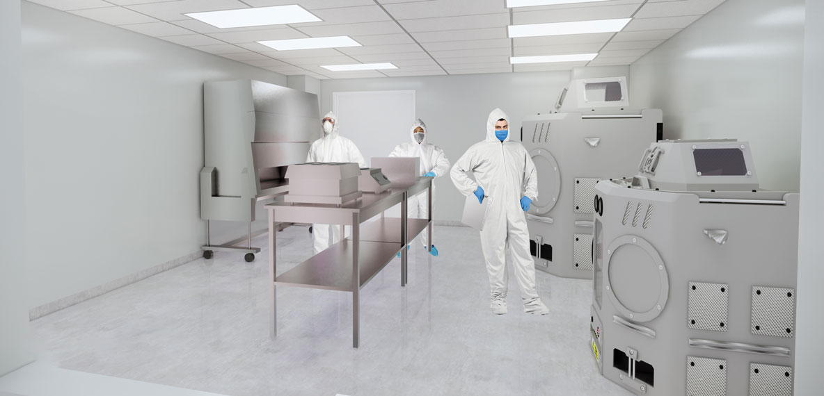 Interior rendering of cell and gene therapy laboratory at Forge Biologics