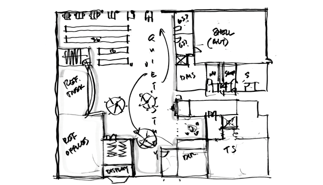 Sketch of Columbus State Community College Library floor plan