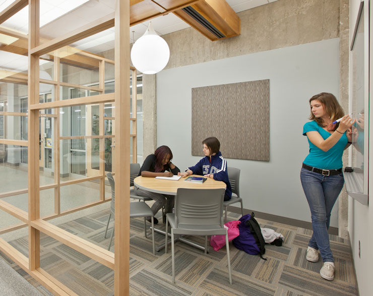 interior view of group study space at Columbus State Community College library