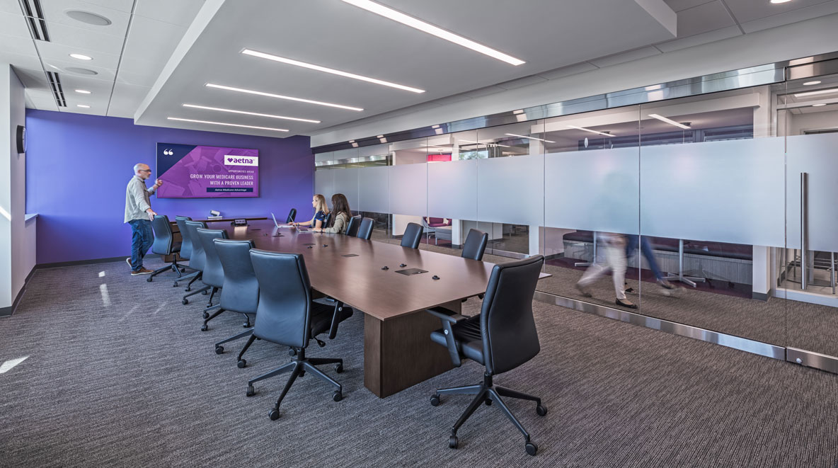 View of conference room within Aetna's newly renovated office space