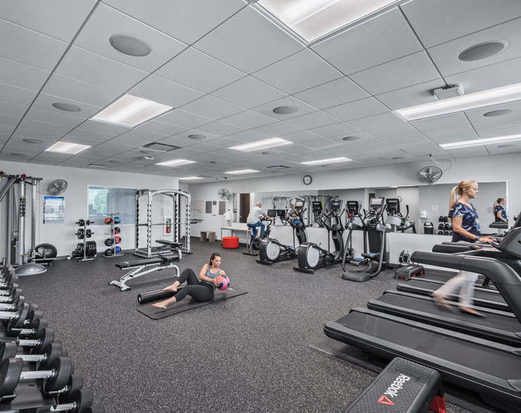 View of workout room within Aetna's newly renovated office