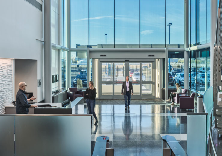 Interior view of AstraZeneca's new lobby