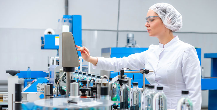 Woman working in manufacturing facility