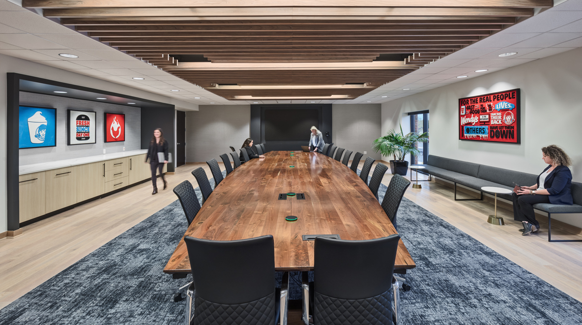 Interior image of large conference room within Wendy's newly renovated corporate headquarters