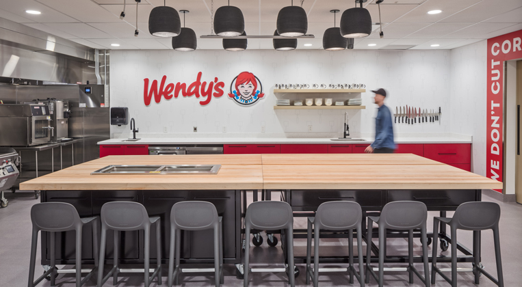 Interior image of Innovation Kitchen at Wendy's newly renovated corporate headquarters