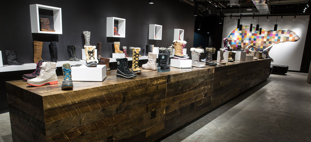 BHDP's Sorel Pop-up shop representing spotlighting in a store