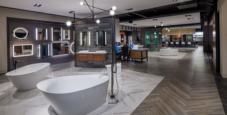 Hero Bath displays within the Ferguson Studio Showroom