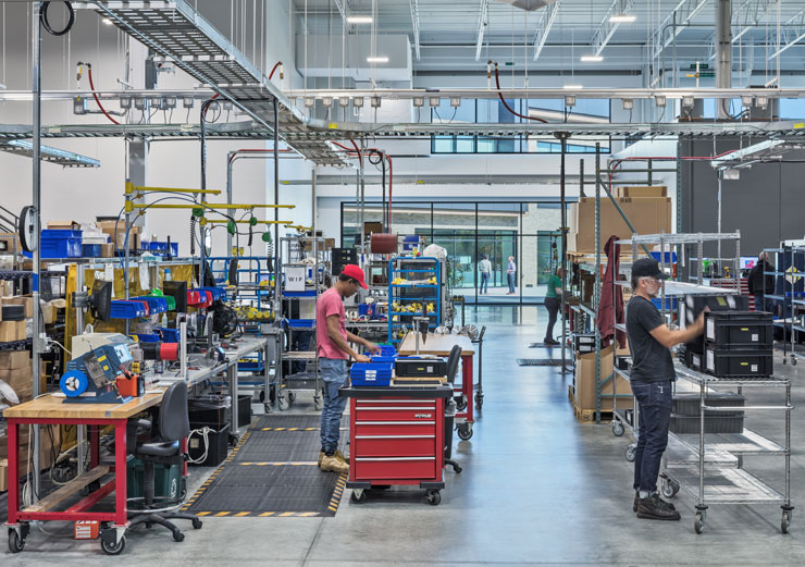 Employees working in the manufacturing space at VEGA Americas