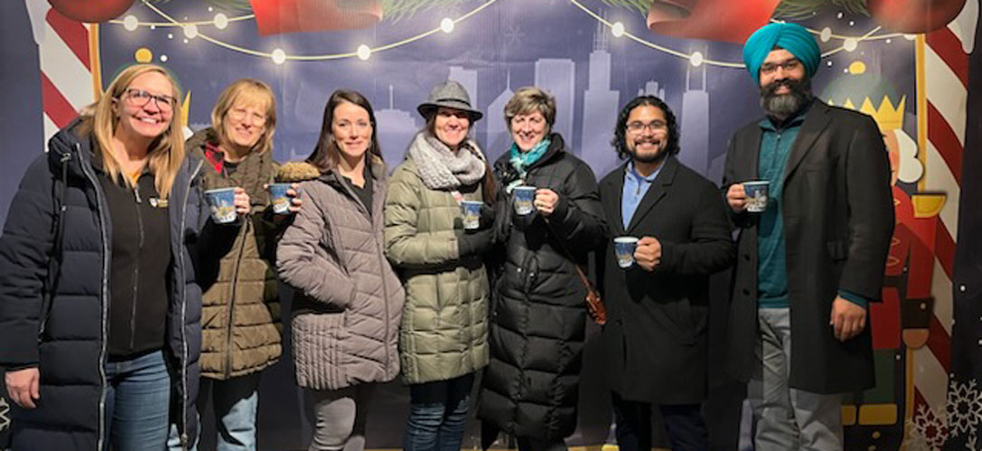 Manchester University and BHDP members in Chicago, IL at night.