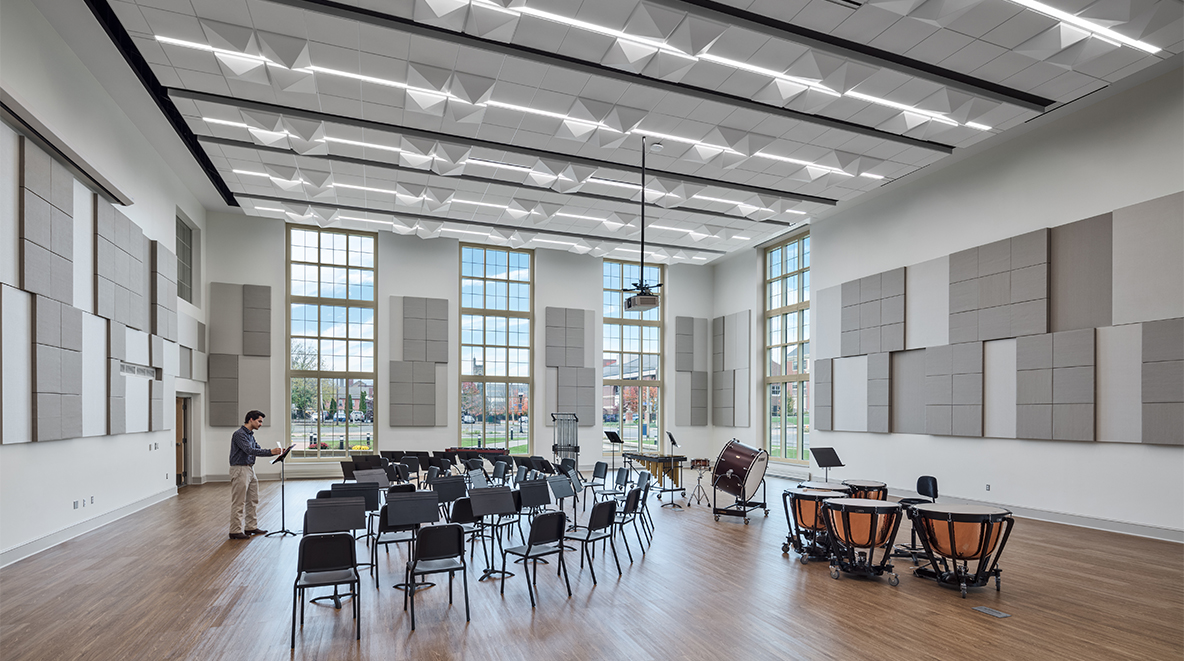 Lycoming College Trachte Music Center's classroom spaces are open and bright. They are filled with the necessary equipment and resources for student success and creativity.