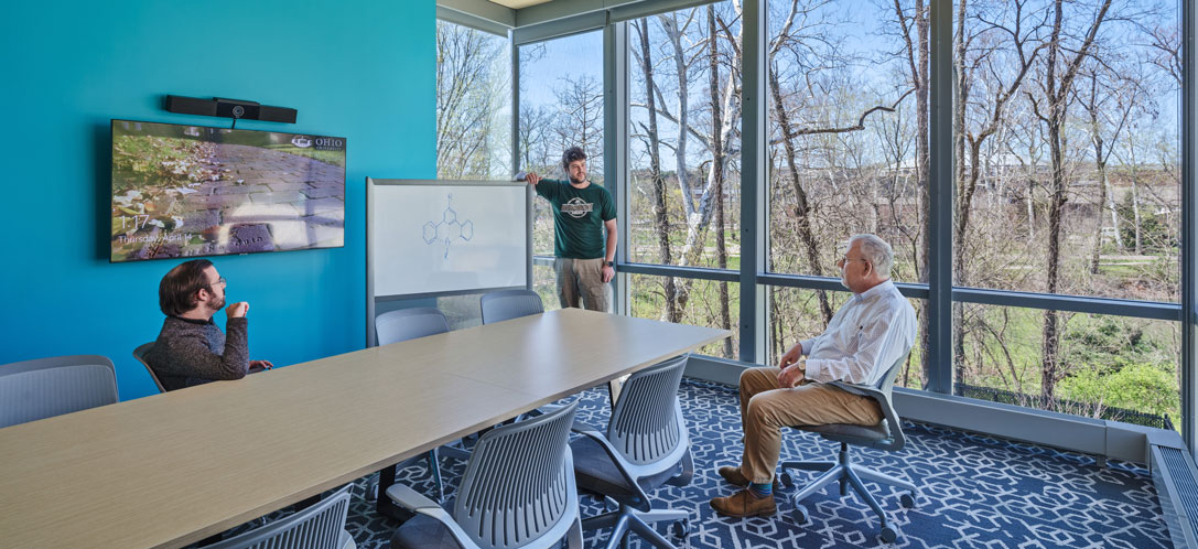 People meeting in new OU Chem Building