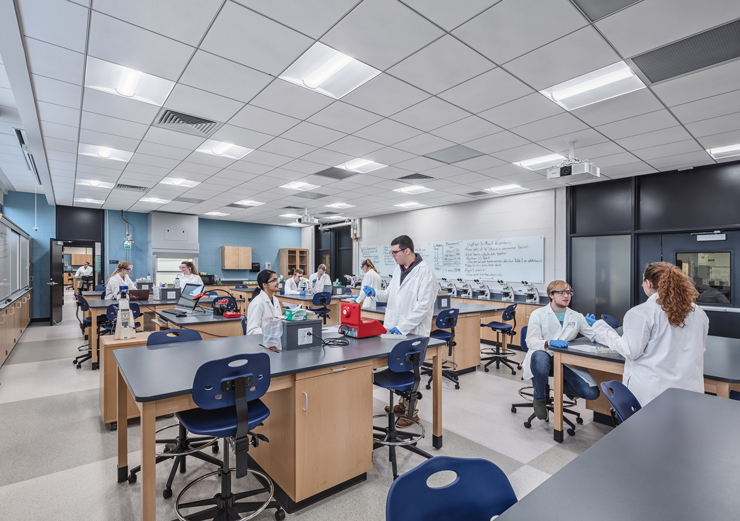 Students work in one of the Mellon Hall labs.