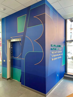 Graphic wall at Fifth Third Bank branch in Milford, OH