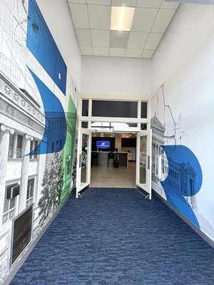 Entrance to Fifth Third Bank in Milford, OH, with experiential graphics