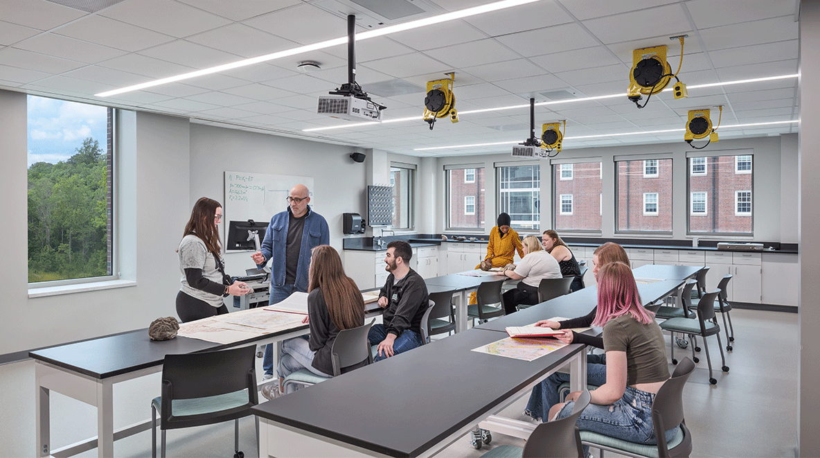 Students utilize the state-of-the-art teaching lab with modernized technology and amenities.