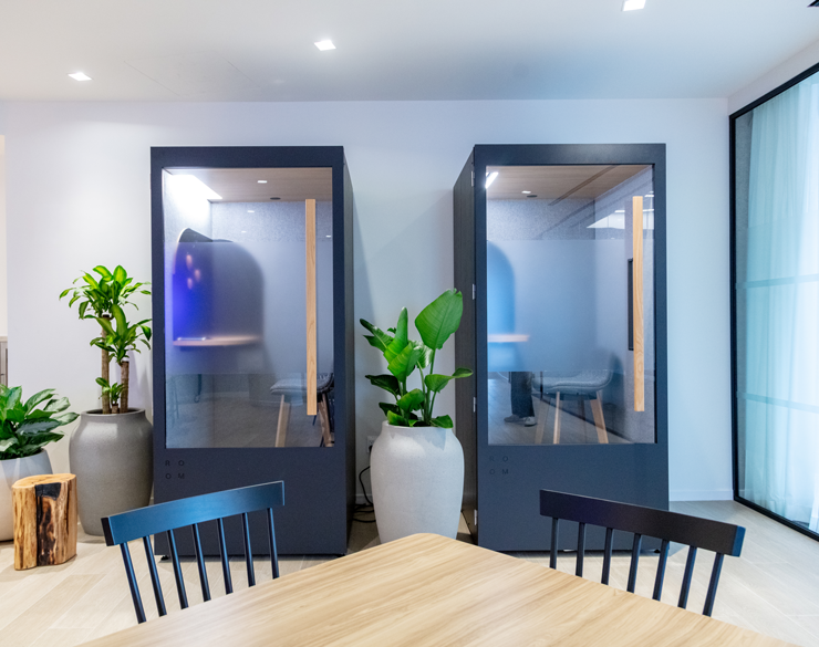 photo of phone booth virtual meeting rooms
