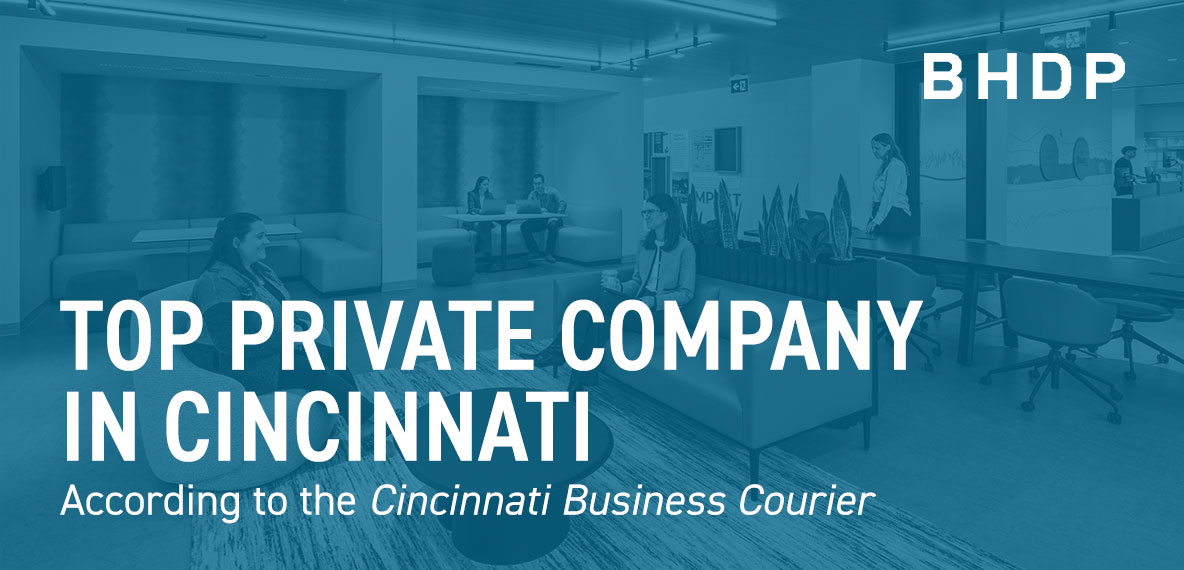 Graphic announcing BHDP on the list of top private companies in cincinnati