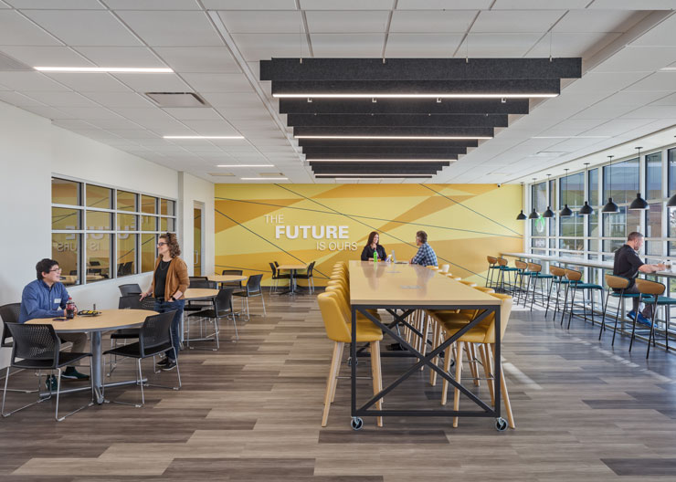 bright common space that can be converted into a conference room