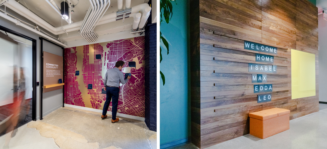 Two images, side by side, that reflect interactive graphic features