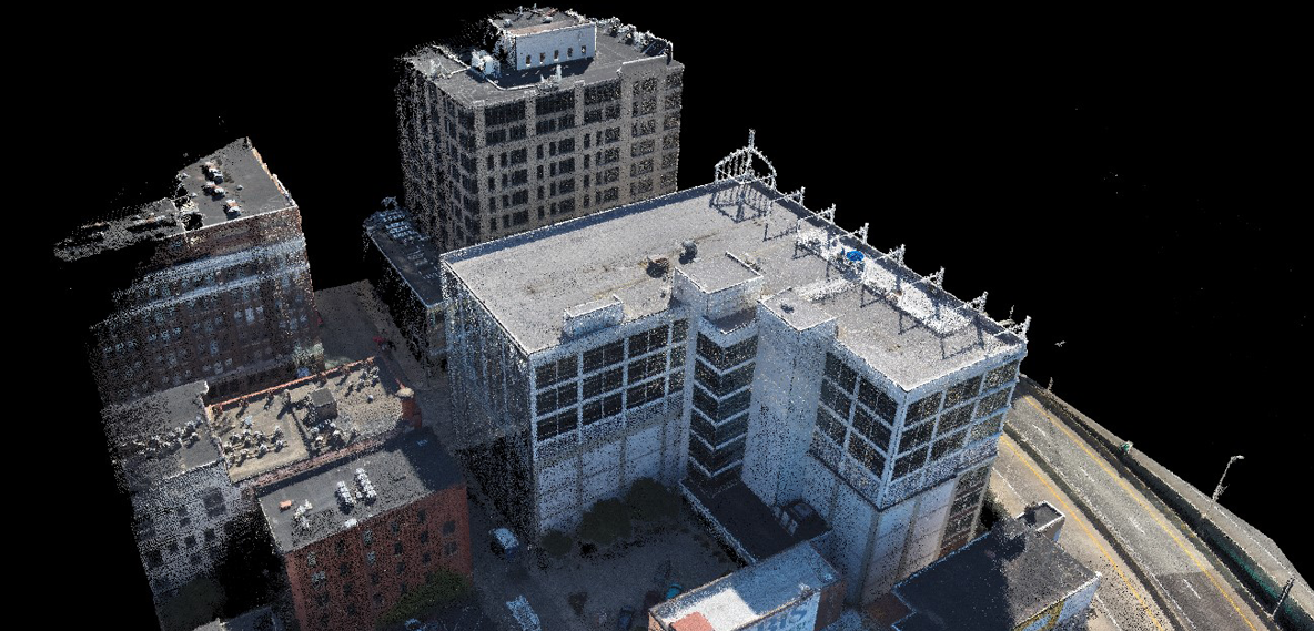A snapshot of the user interface reveals how exterior and interior data are combined to form a full digital building model. The result is a scalable, shareable tool that helps teams collaborate efficiently, whether working within a single building or across a larger campus.