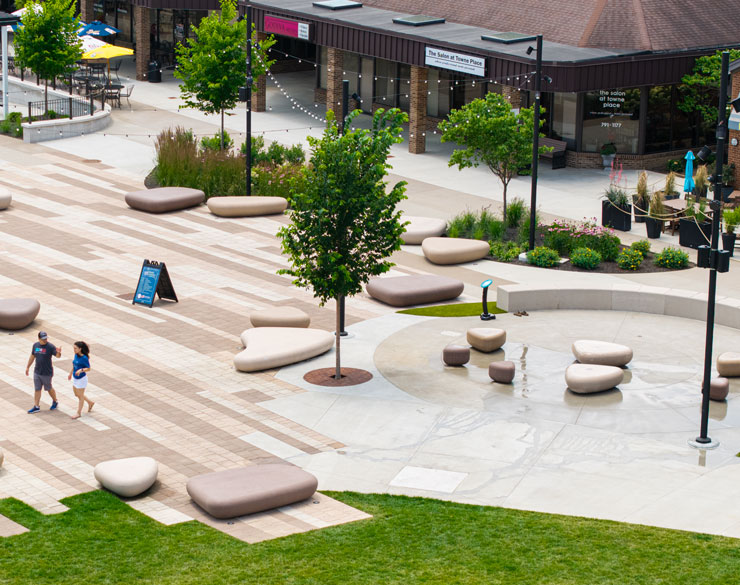 aerial photo of the children's water area and open space