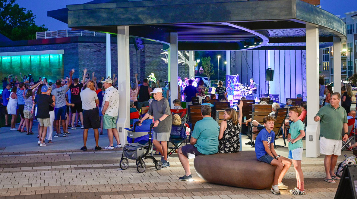 photo of people of all abilities enjoying the new blue ash towne square pavilion