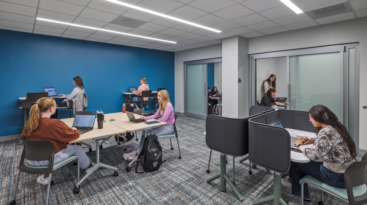 Students studying together and separately 