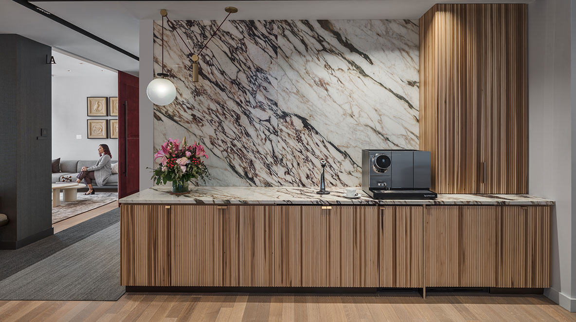 Coffee bar was marble wall