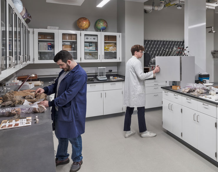 students working in lab