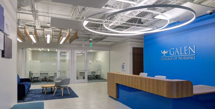 A reception desk inside Galen Orlando.