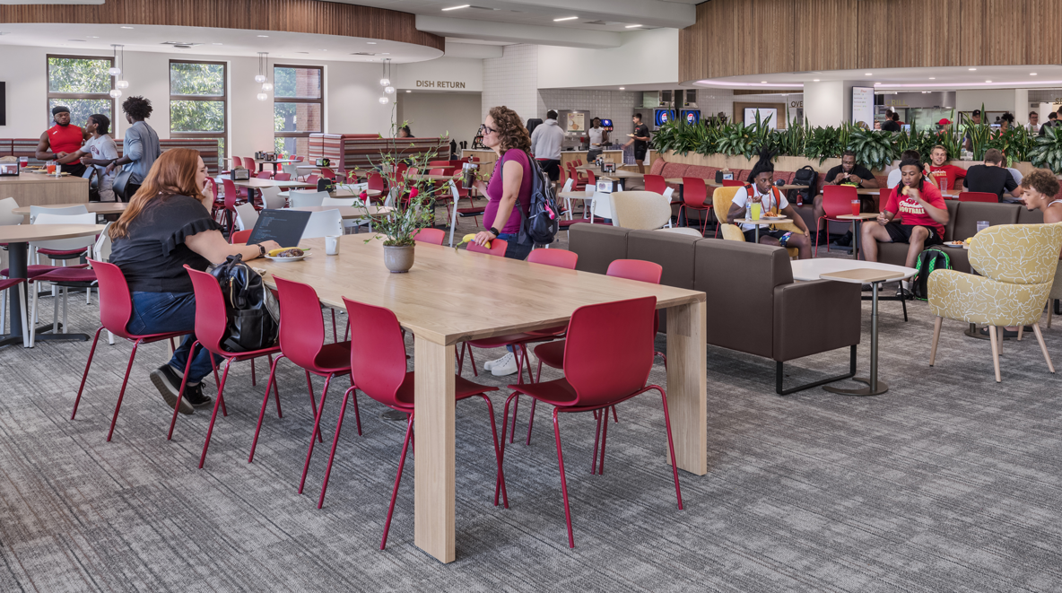 dining hall with people in it